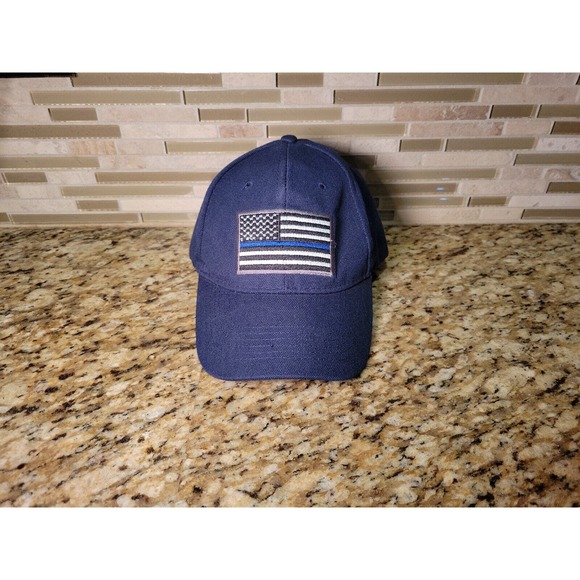 Mens Baseball Hat Thin Blue Line Police Cap Outer Banks NC Adjustable Fit Blue - Picture 13 of 13